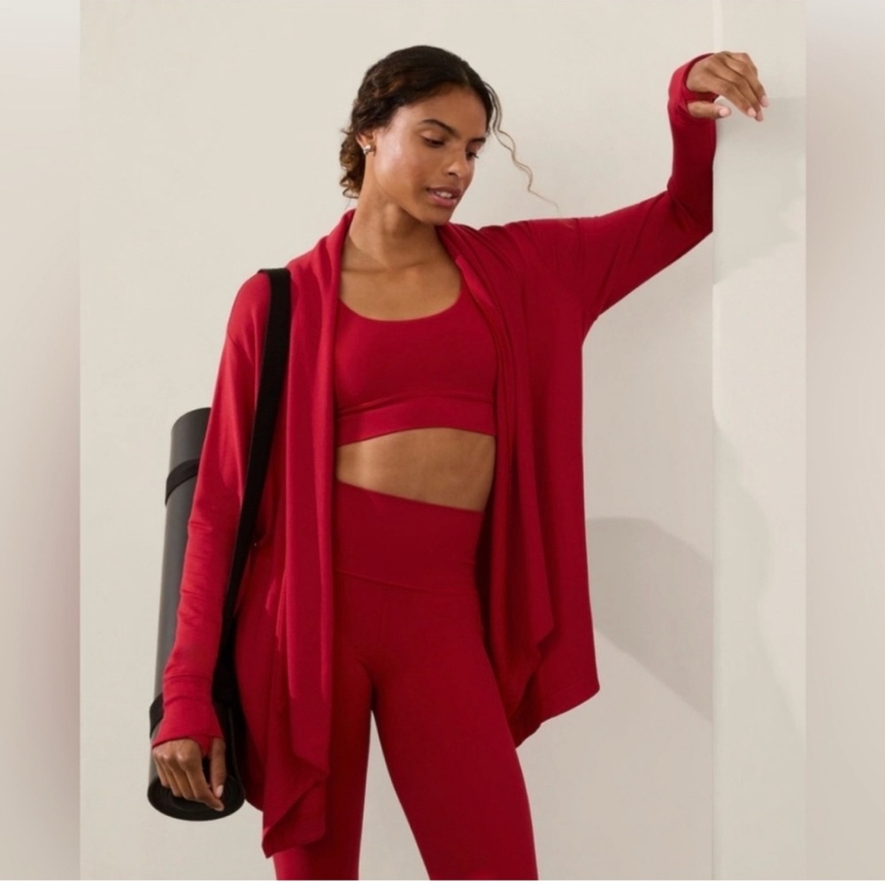 Athleta Pranayama Restore Wrap Red Cardigan